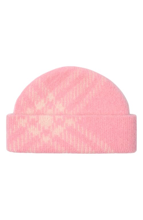 Burberry Check Mohair & Wool Blend Beanie In Pink