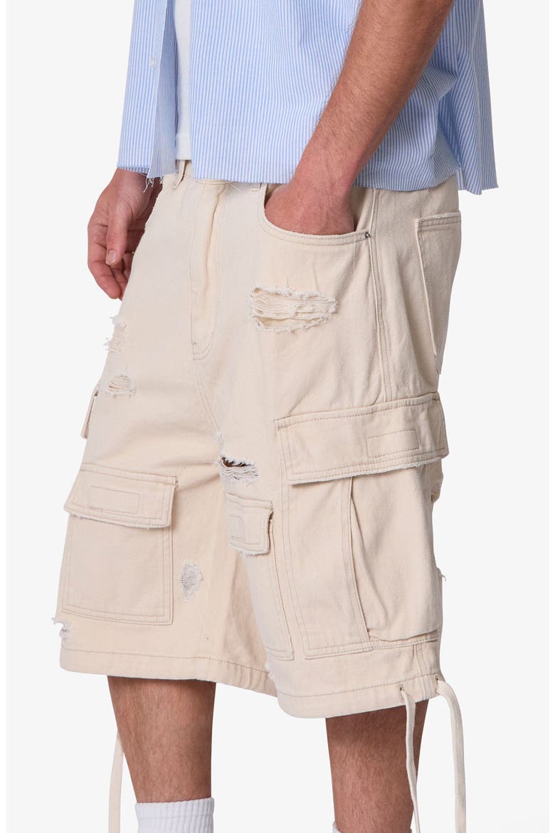 Distressed Baggy Cargo Shorts, Alternate, color, OFF WHITE