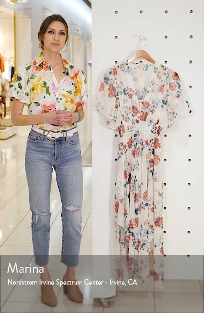 Rachelle Asymmetrical Hem Floral Print Maxi Dress, sales video thumbnail
