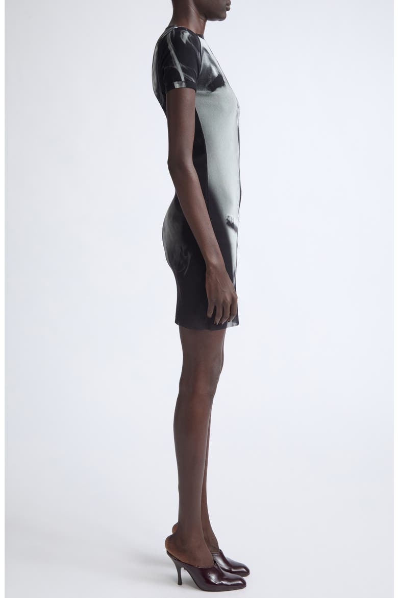 Smoking Printed Mesh Minidress, Alternate, color, BLACK/ GREY/ WHITE