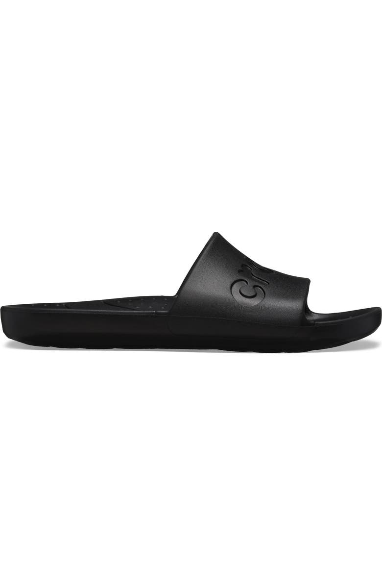 CROCS Gender Inclusive Logo Slide Sandal, Alternate, color, Black