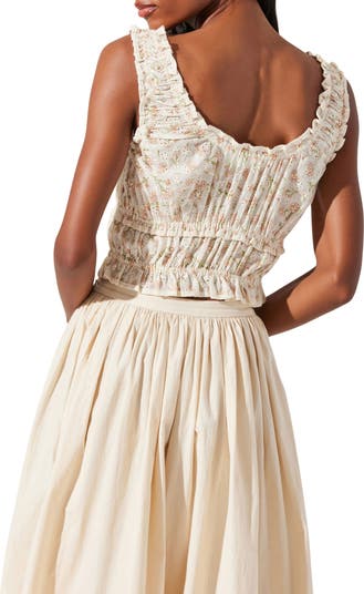Kissed Shirred Ruffle Sleeveless Crop Top