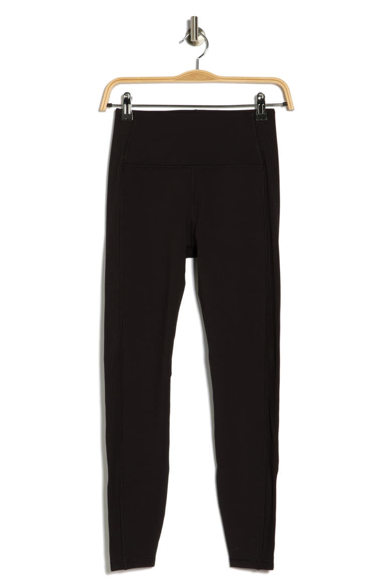 Rib Insert Activewear Leggings, Alternate, color, BLACK