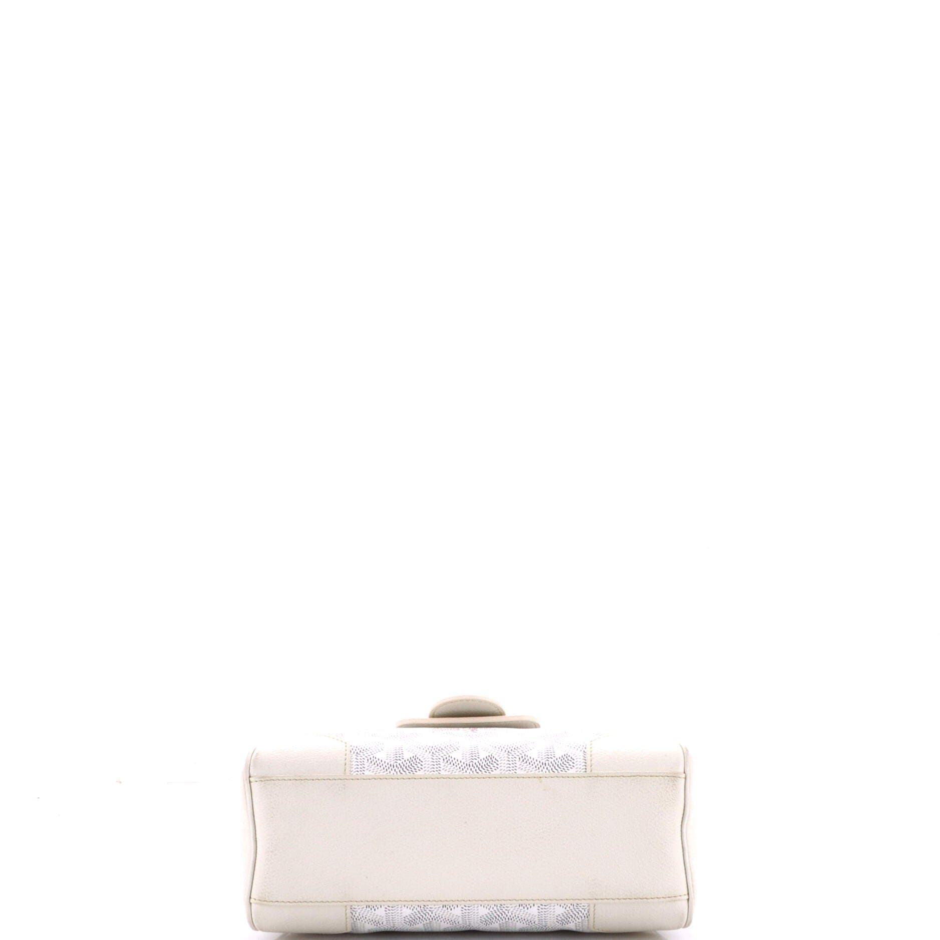 Pre-Owned Goyard Saigon Top Handle Bag Coated Canvas with Leather Mini, Alternate, color, White