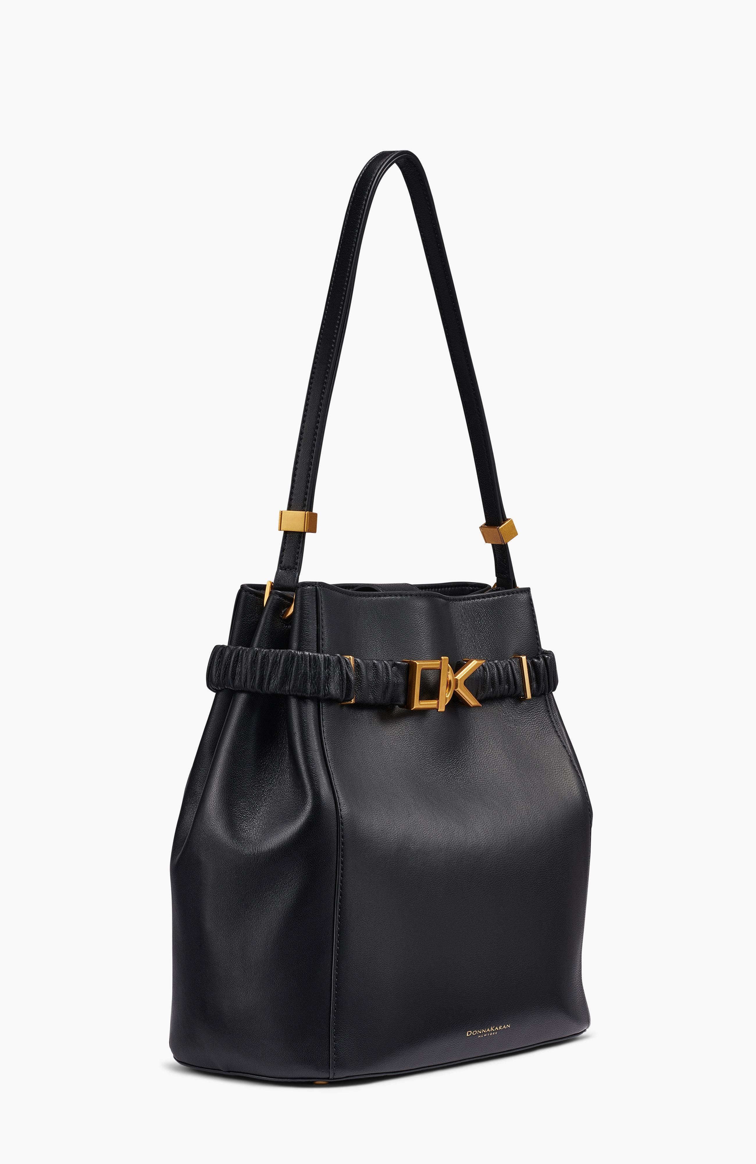Gingham Bucket Bag, Alternate, color, Black/Gold