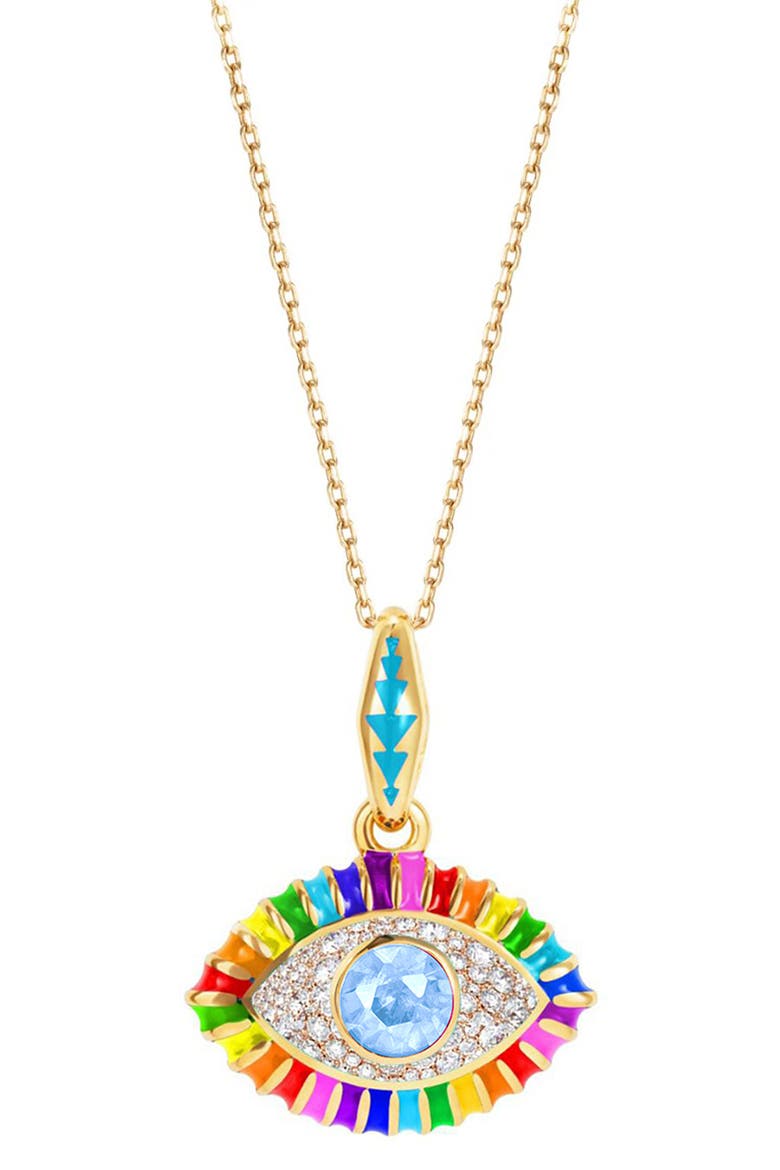 Life in Colour Diamond Eye Pendant Necklace, Main, color, GOLD