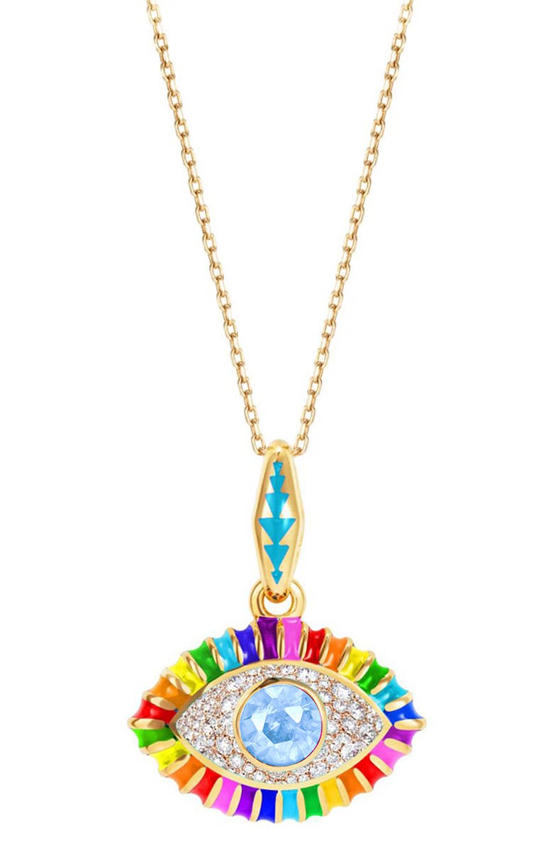 NeverNoT Life in Colour Diamond Eye Pendant Necklace, Main, color, 