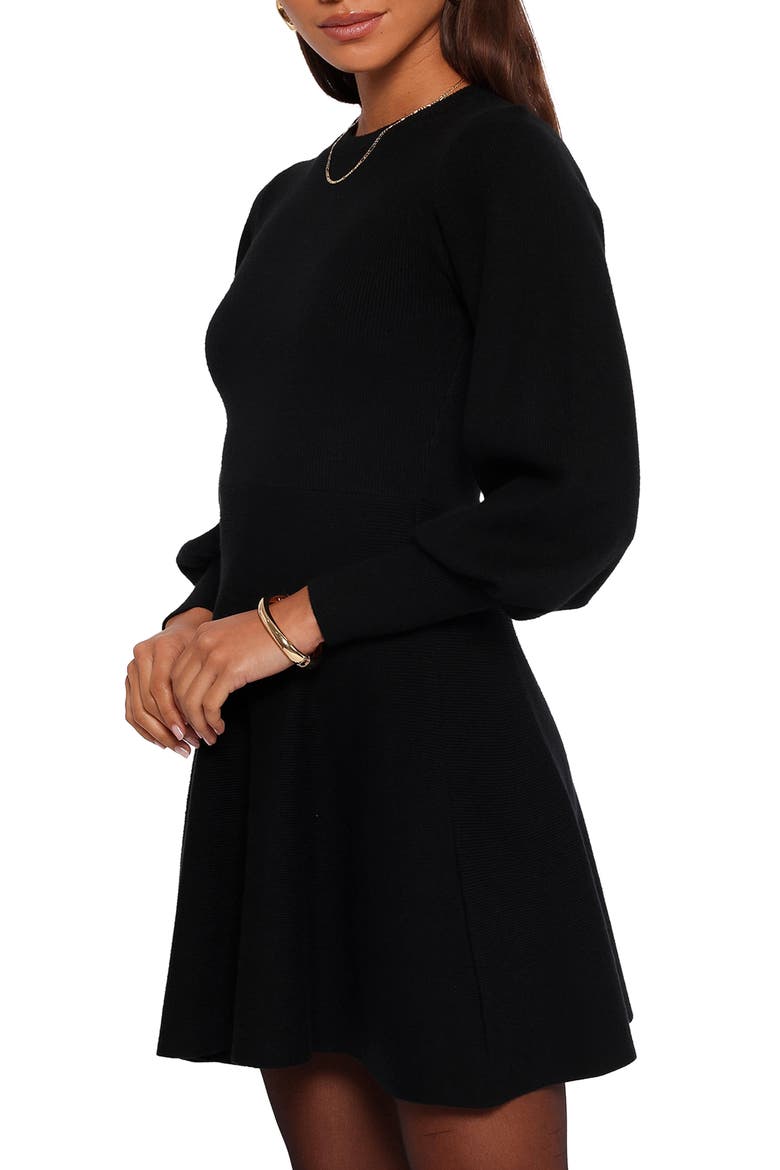 Gigi Long Sleeve Fit & Flare Sweater Minidress, Alternate, color, BLACK