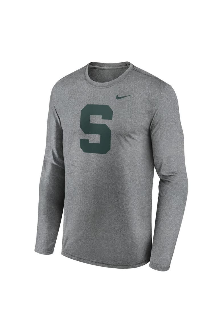 Men's Nike Heather Gray Michigan State Spartans Primetime Alternate Logo Legend Performance Long Sleeve T-Shirt, Alternate, color, Heather Gray