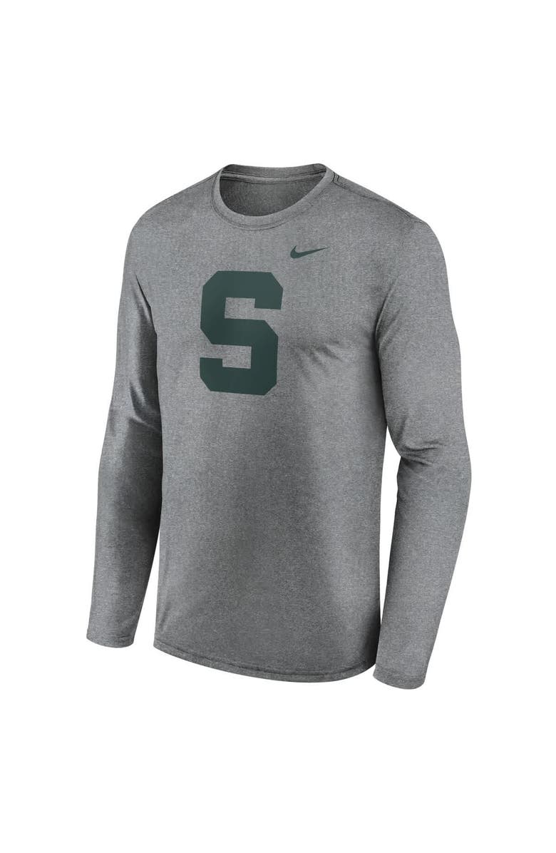 Nike Men's Nike Heather Gray Michigan State Spartans Primetime Alternate Logo Legend Performance Long Sleeve T-Shirt, Alternate, color, Heather Gray