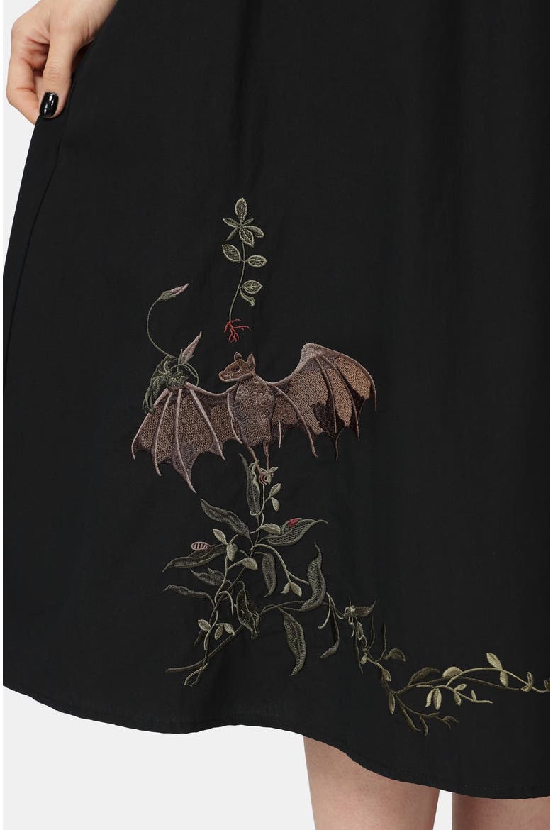 Orena Bat Embroidered Midaxi Skirt, Alternate, color, Black