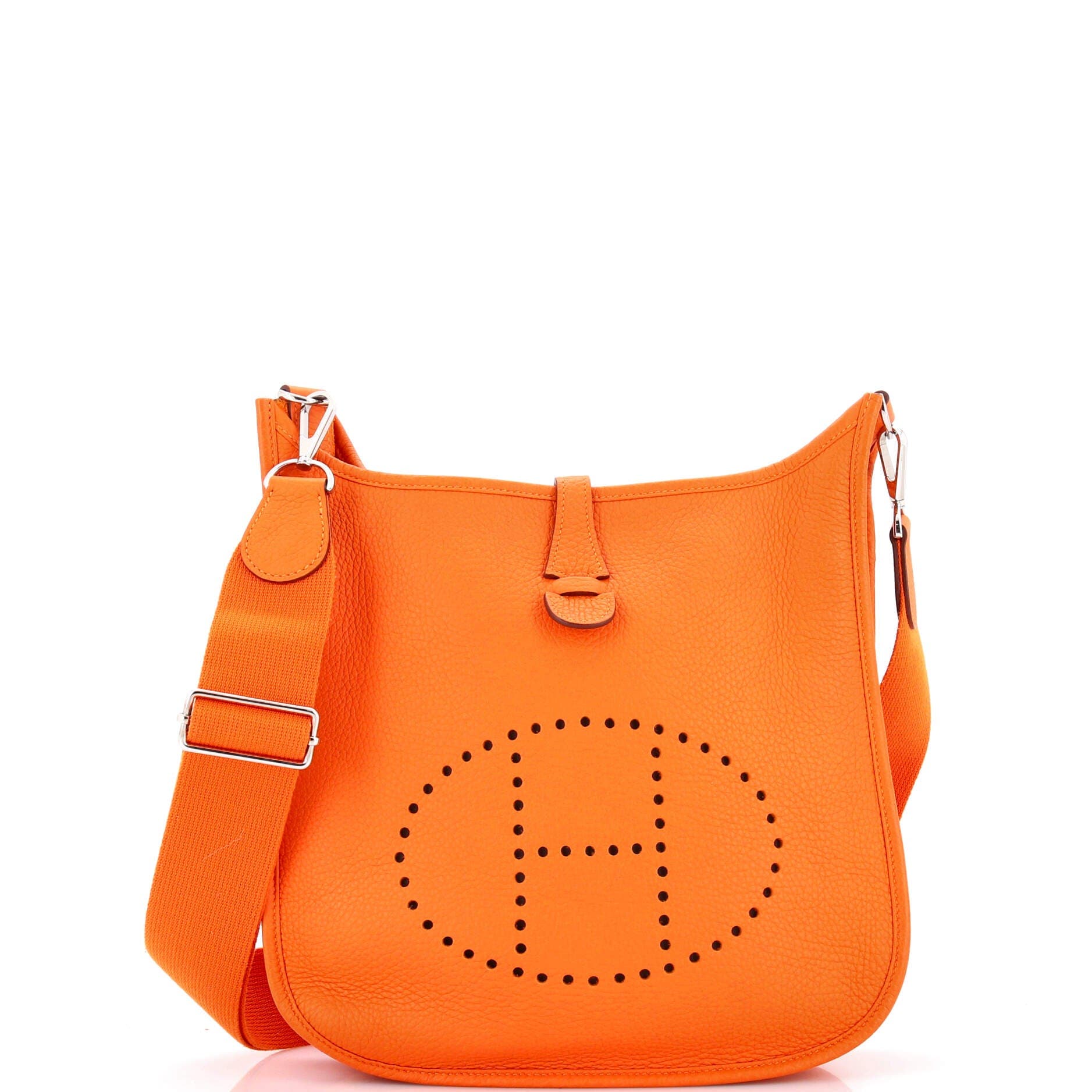 Pre-Owned Hermes Evelyne Bag Gen III Clemence PM, Main, color, Orange H