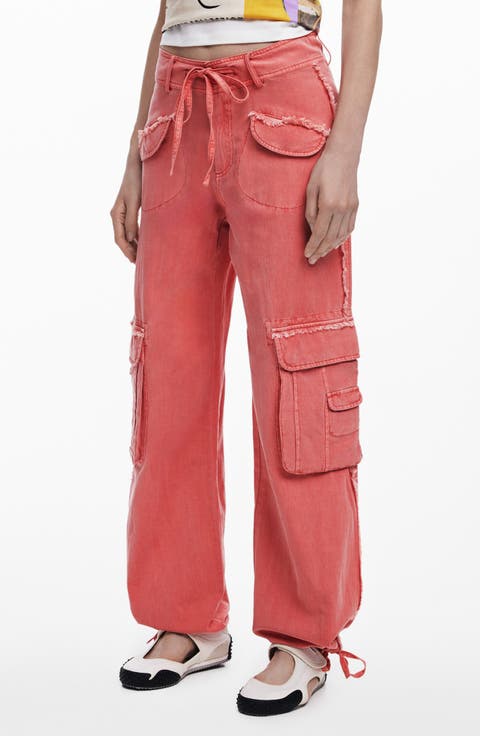 Fluid Cotton Blend Cargo Pants