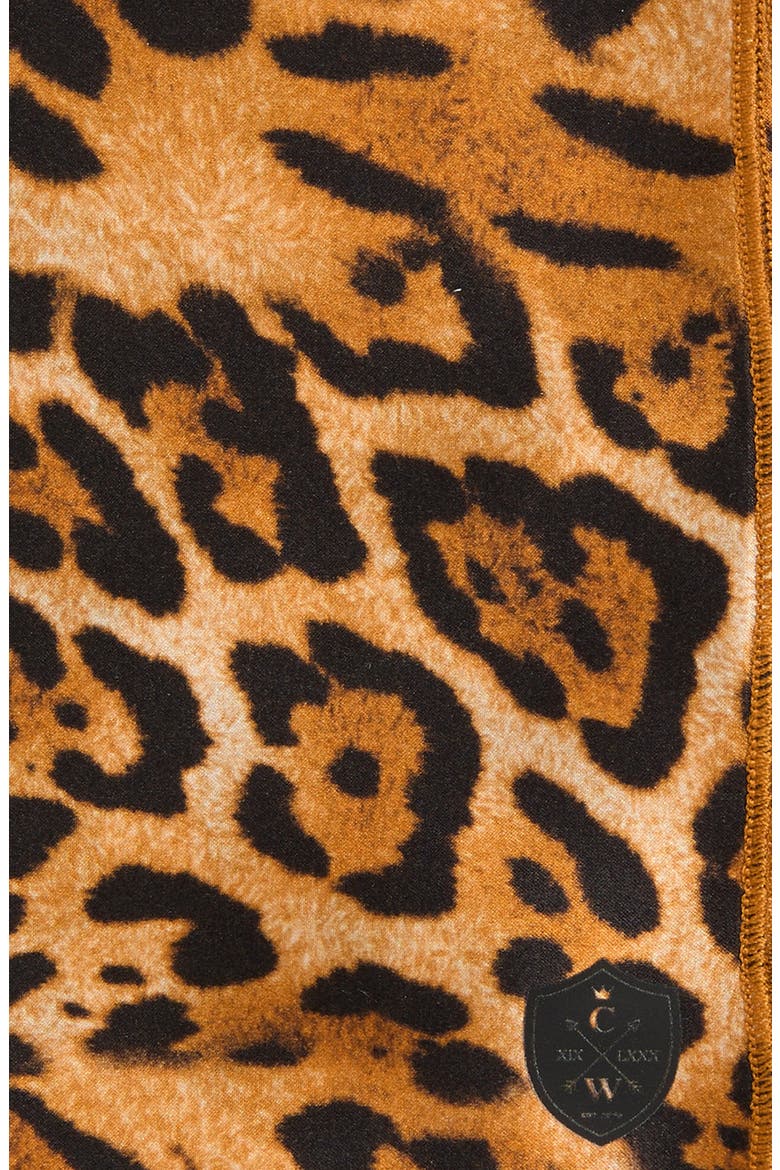 Leopard Print Silk Pocket Square, Alternate, color, BROWN