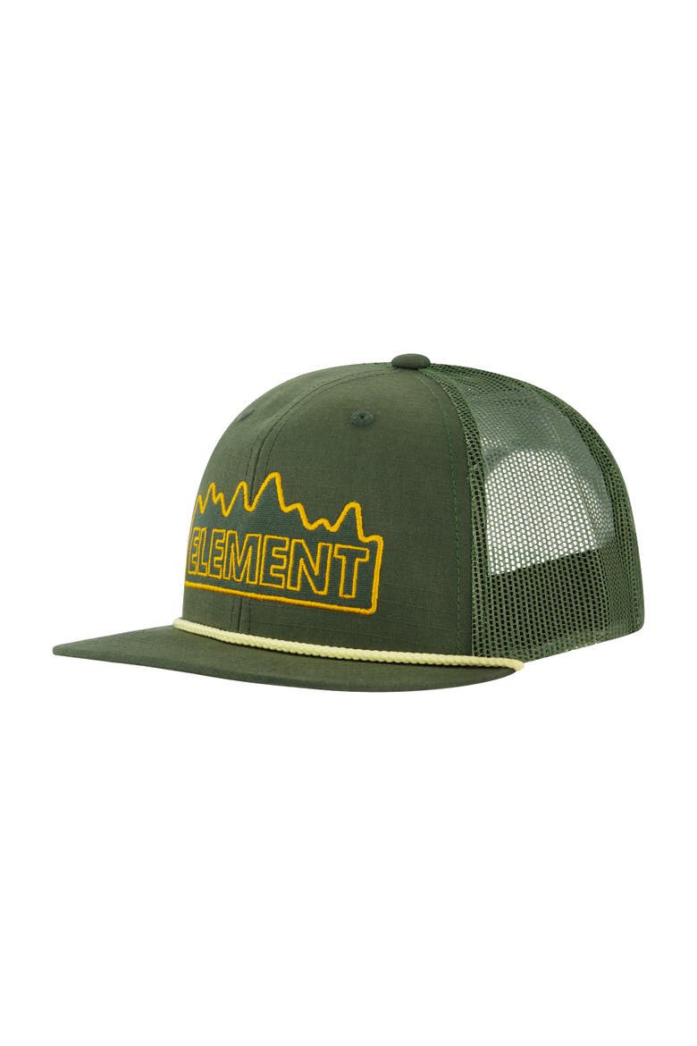 Cotton Ripstop Trucker Cap with Textured Embroidered Logo, Main, color, OLIVE