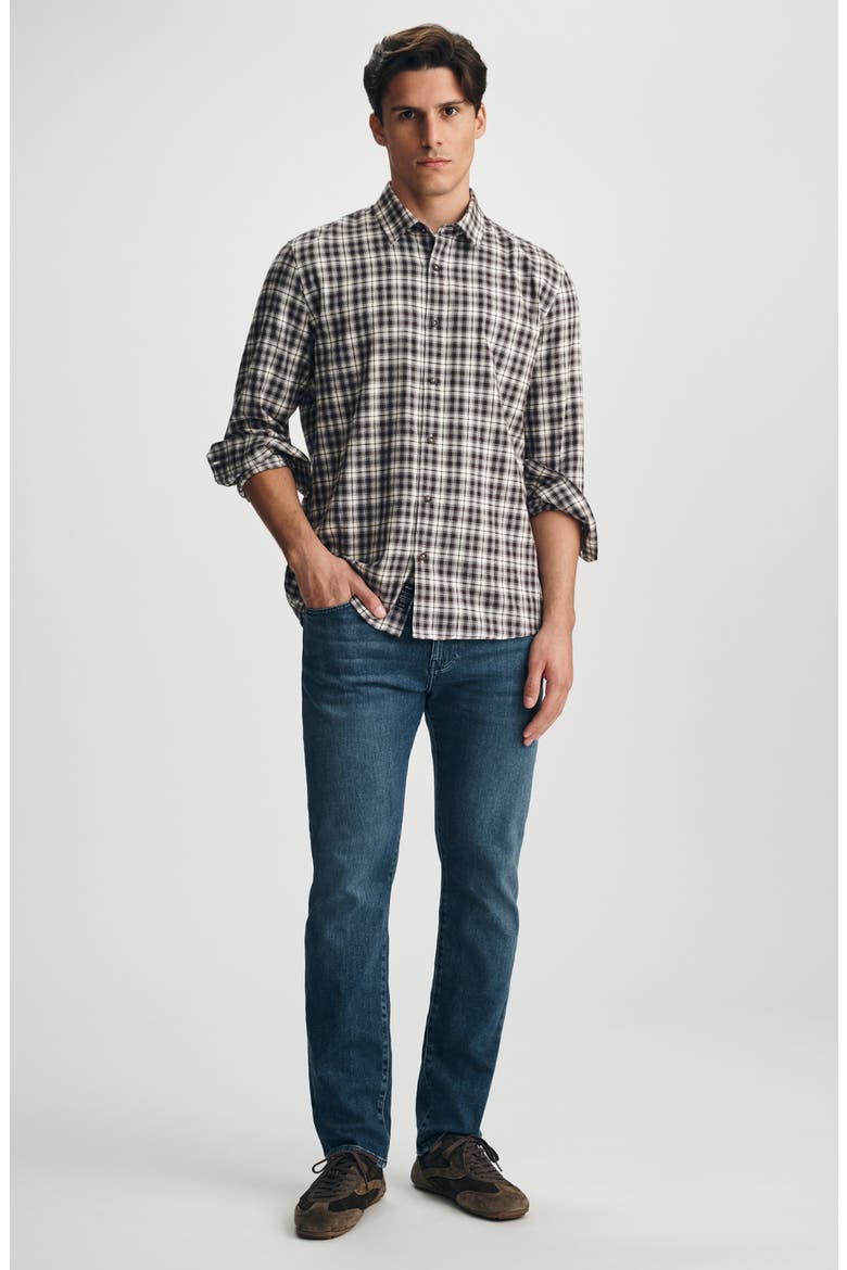 Check Long Sleeve Button Up Shirt, Alternate, color, BROWN
