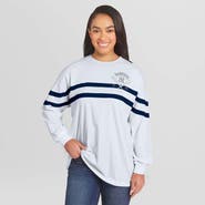 WEAR by Erin Andrews Women's WEAR by Erin Andrews  White New York Yankees Oversized Long Sleeve Striped T-Shirt