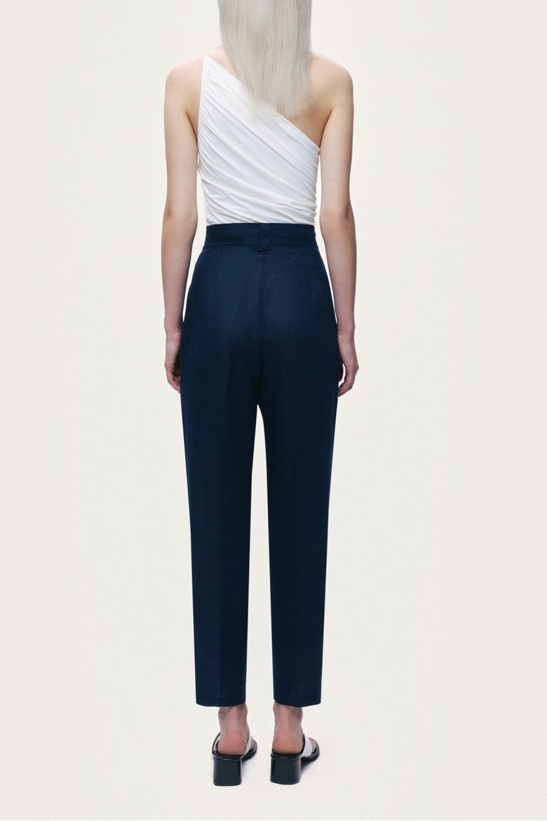 Pleat Front Tapered Trousers, Alternate, color, Navy