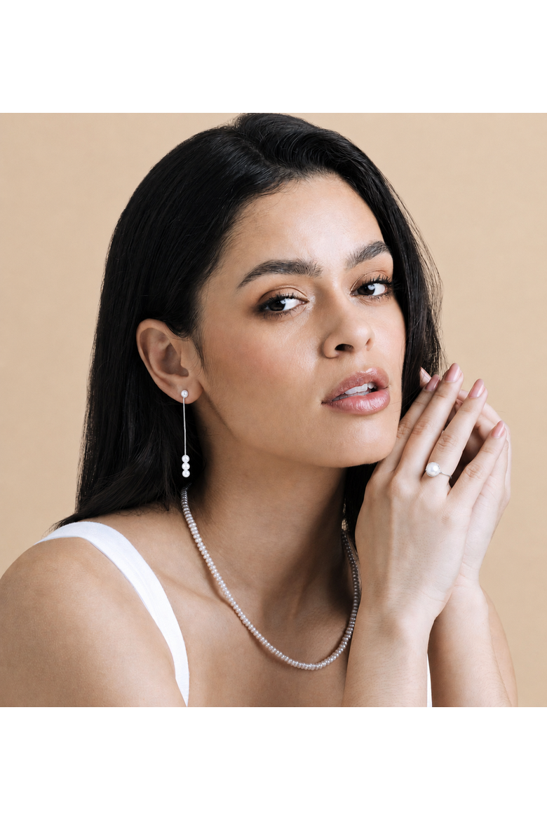 White Freshwater Pearl Bree Earrings, Alternate, color, White Gold