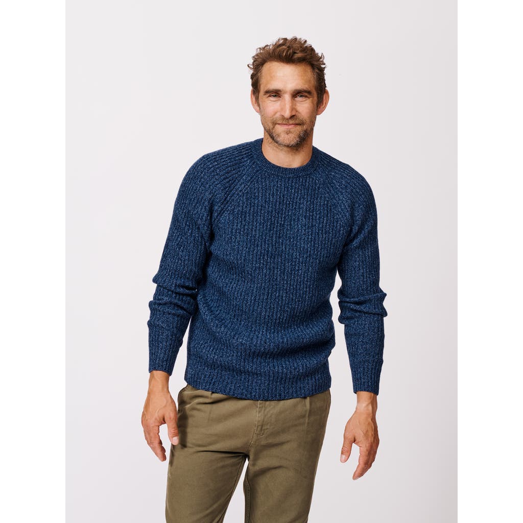 Aubin Ray Fisherman Rib Crew Neck Sweater In Blue