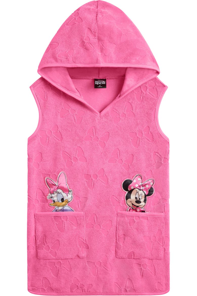 Minnie Mouse Hooded Swimwear Cover Up, Main, color, Minnie Daisy Pink