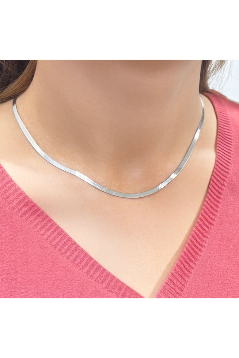 Mini Herringbone Necklace, Alternate, color, White Gold