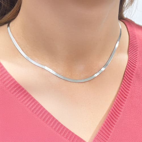 The Lovery Fine Jewelry Mini Herringbone Necklace In Metallic