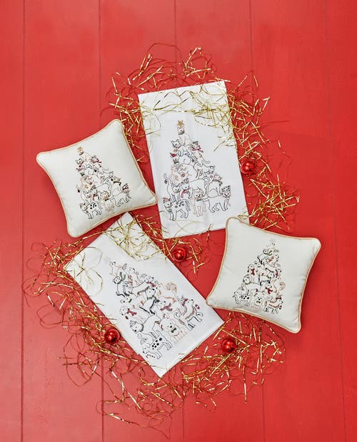 C & F Home C&f Home Puppy Dog Christmas Tree Small/petite Accent Pillow, 10" X 10" In Multi