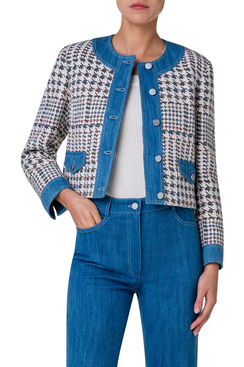 Houndstooth Jacquard Jacket, Main, color, DENIM-MULTICOLOR