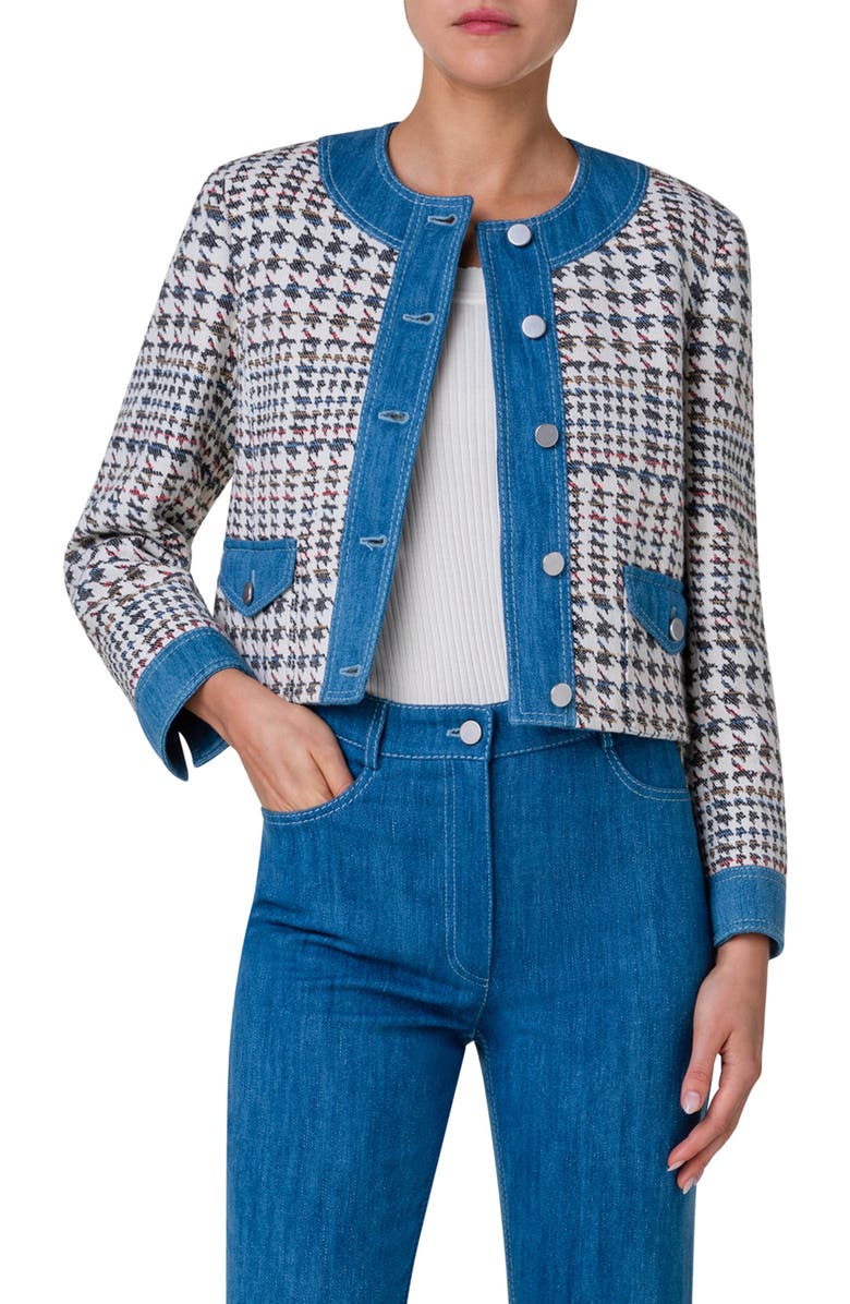 Akris punto Houndstooth Jacquard Jacket, Main, color, 