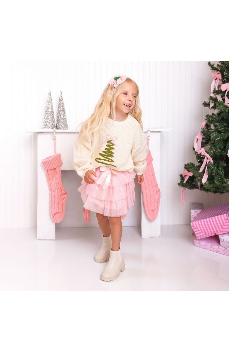 Sweet Wink Christmas Tree Tulle Bow Headband, Alternate, color, Pink