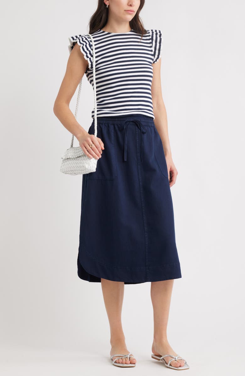 Caslon<sup>®</sup> Easy Tencel<sup>™</sup> Lyocell & Linen Blend Skirt, Alternate, color, Navy Still