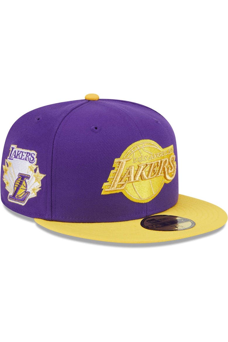 Men's New Era Purple/Gold Los Angeles Lakers Gameday Gold Pop Stars 59FIFTY Fitted Hat, Alternate, color, Purple