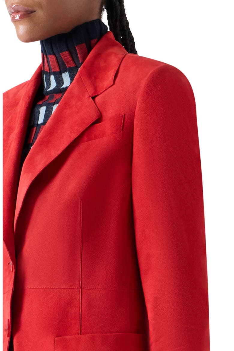 Tailored Suede Blazer, Alternate, color, RUSTY RED