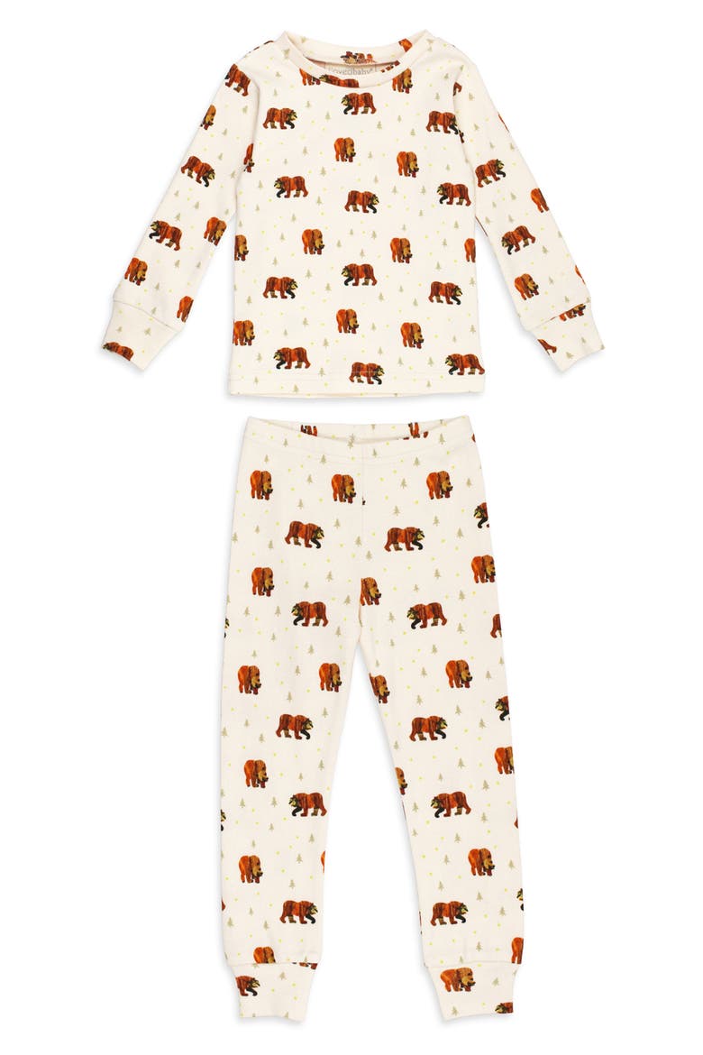 x 'The Very Hungry Caterpillar™' Fitted Organic Cotton Two-Piece Pajamas, Main, color, BROWN BEAR