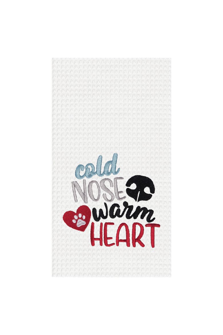 Cold Nose Warm Heart Kitchen and Bathroom Embroidered Waffle Hand Towel, Main, color, Red