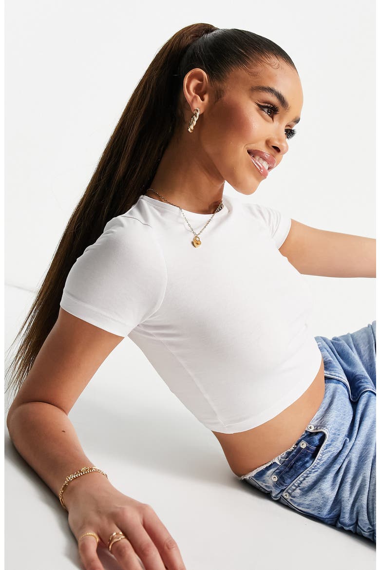 Fitted Crop T-Shirt, Alternate, color, WHITE