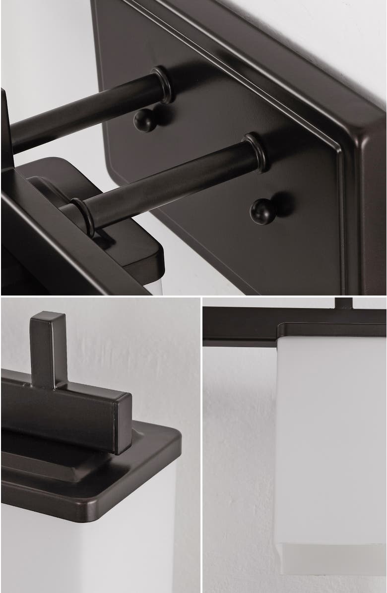 JONATHAN Y Caia 22.38" 3-Light Modern Contemporary Vanity Light with Frosted Glass Shades and Bathroom Hardware Accessory Set, Alternate, color, 