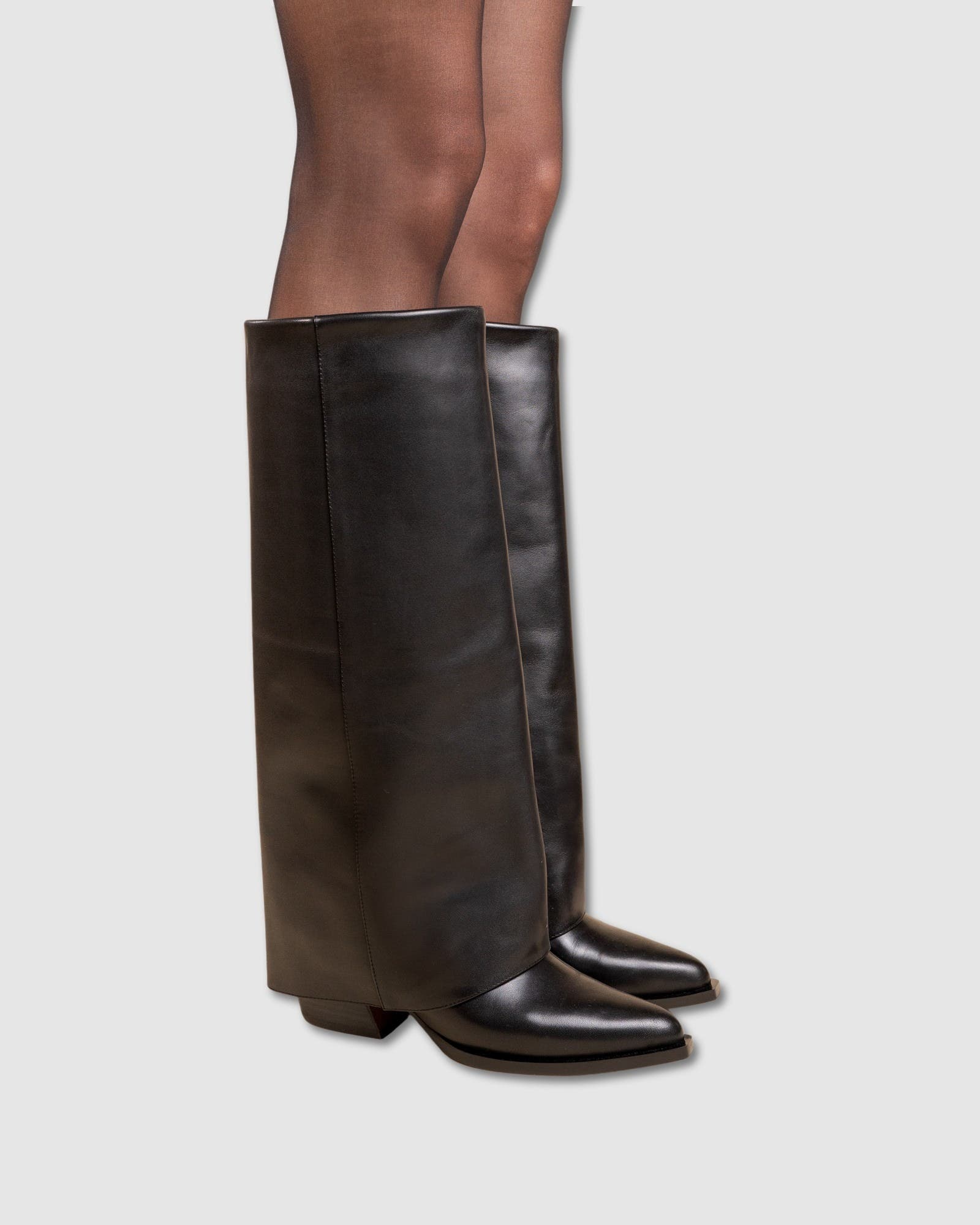 Joan Leather Cuff Boots, Alternate, color, BLACK