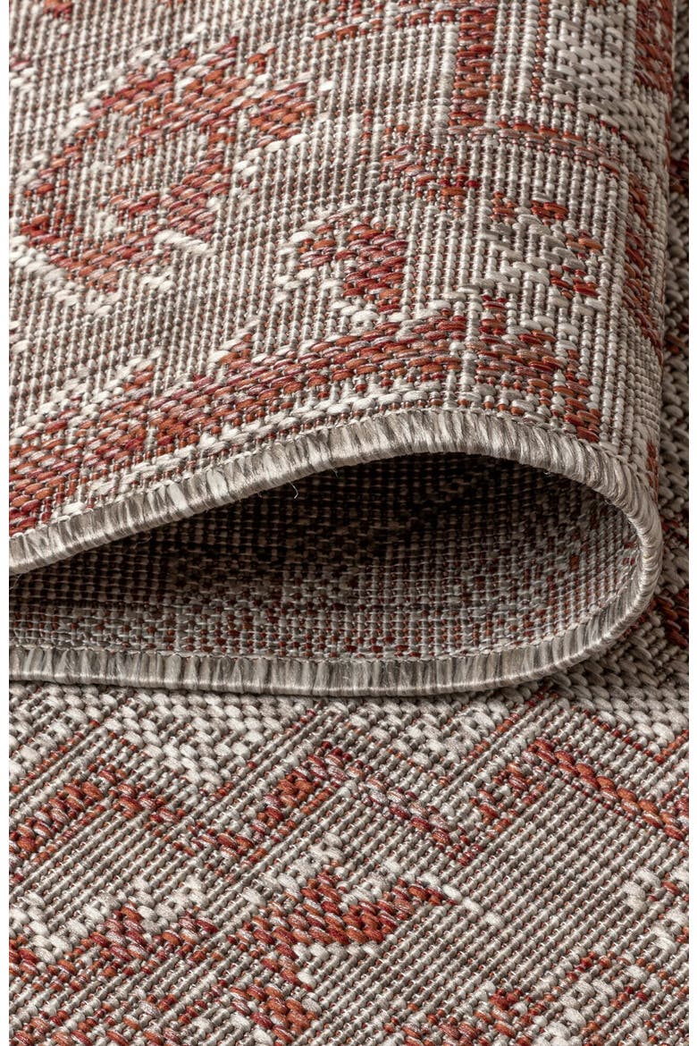 Estrella Bohemian Medallion Textured Weave Indoor/Outdoor Area Rug, Alternate, color, Red/Taupe