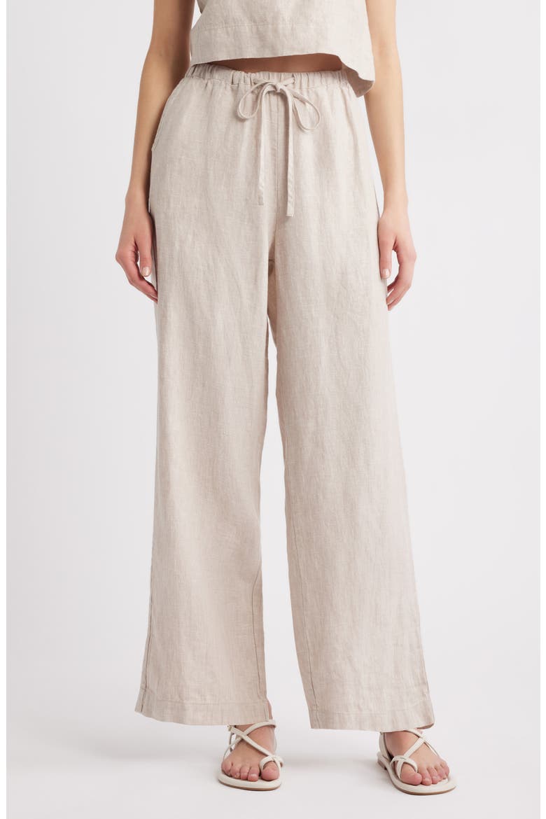 Emmie Linen Drawstring Pants, Main, color, HEATHERED FLAX