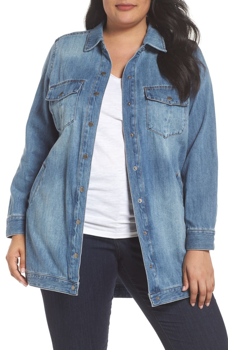 Liverpool Long Denim Shirt Jacket, Main, color,