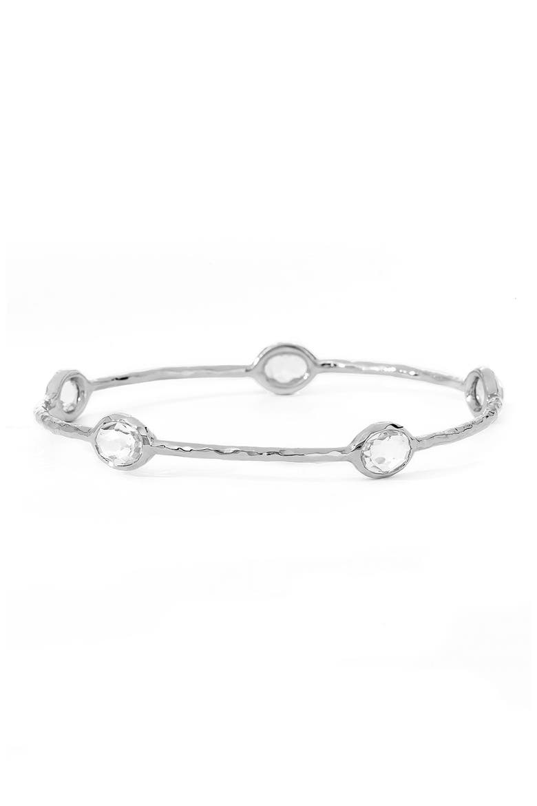 Rock Candy Single Rosé Station Bangle, Main, color, SILVER - CLEAR QUARTZ