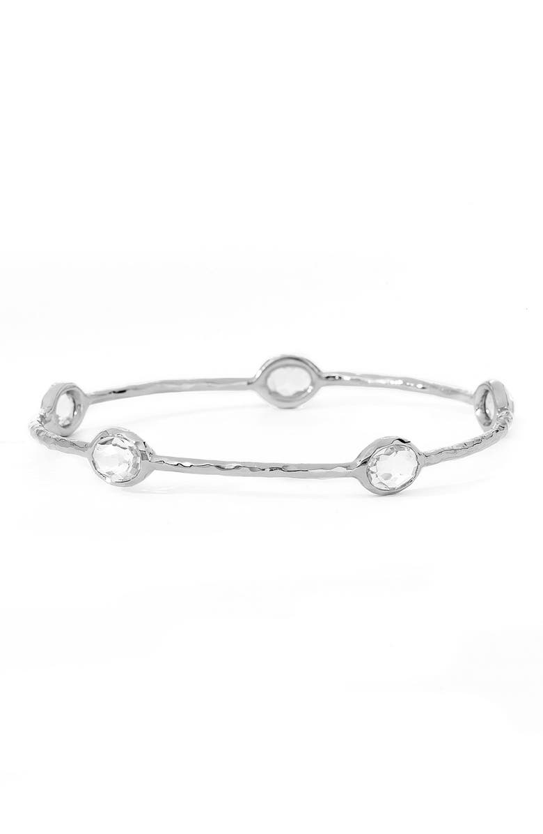 Ippolita Rock Candy Single Rosé Station Bangle, Main, color, Silver - Clear Quartz