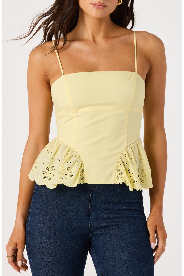 Teale Eyelet Cotton Peplum Top, Main, color, YELLOW