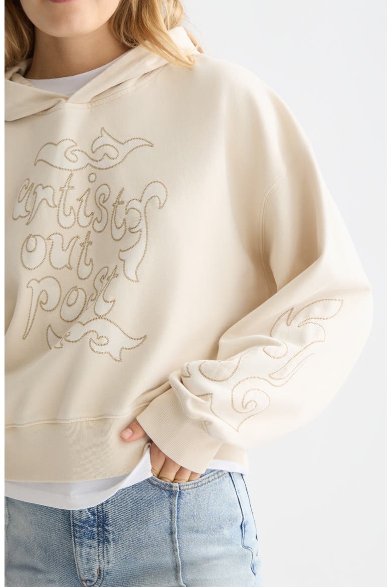 Washed Artwork Cotton Hoodie, Alternate, color, EGGNOG