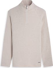 Bugatchi Brushed Cotton Blend Quarter Zip Pullover