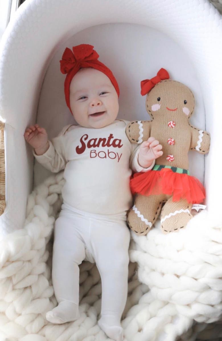 Tenth & Pine Santa Baby Organic Cotton Long Sleeve Bodysuit, Alternate, color, 