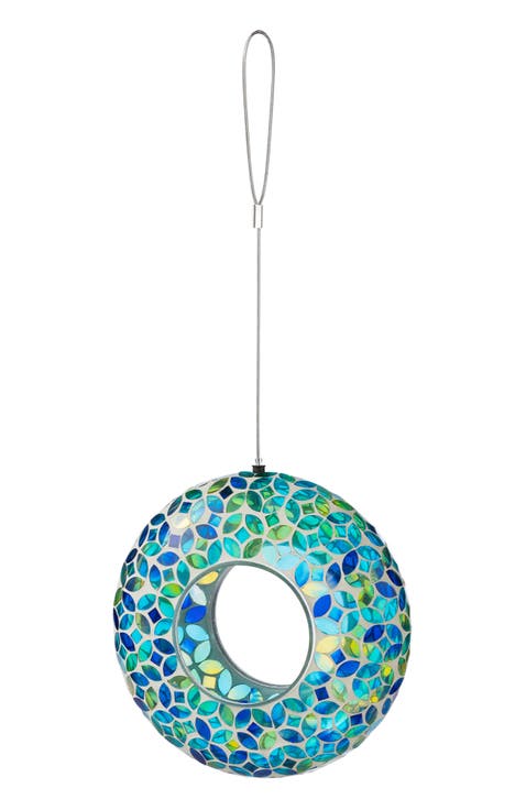 Glass Round Hanging Multi-Color Mosaic Birdfeeders