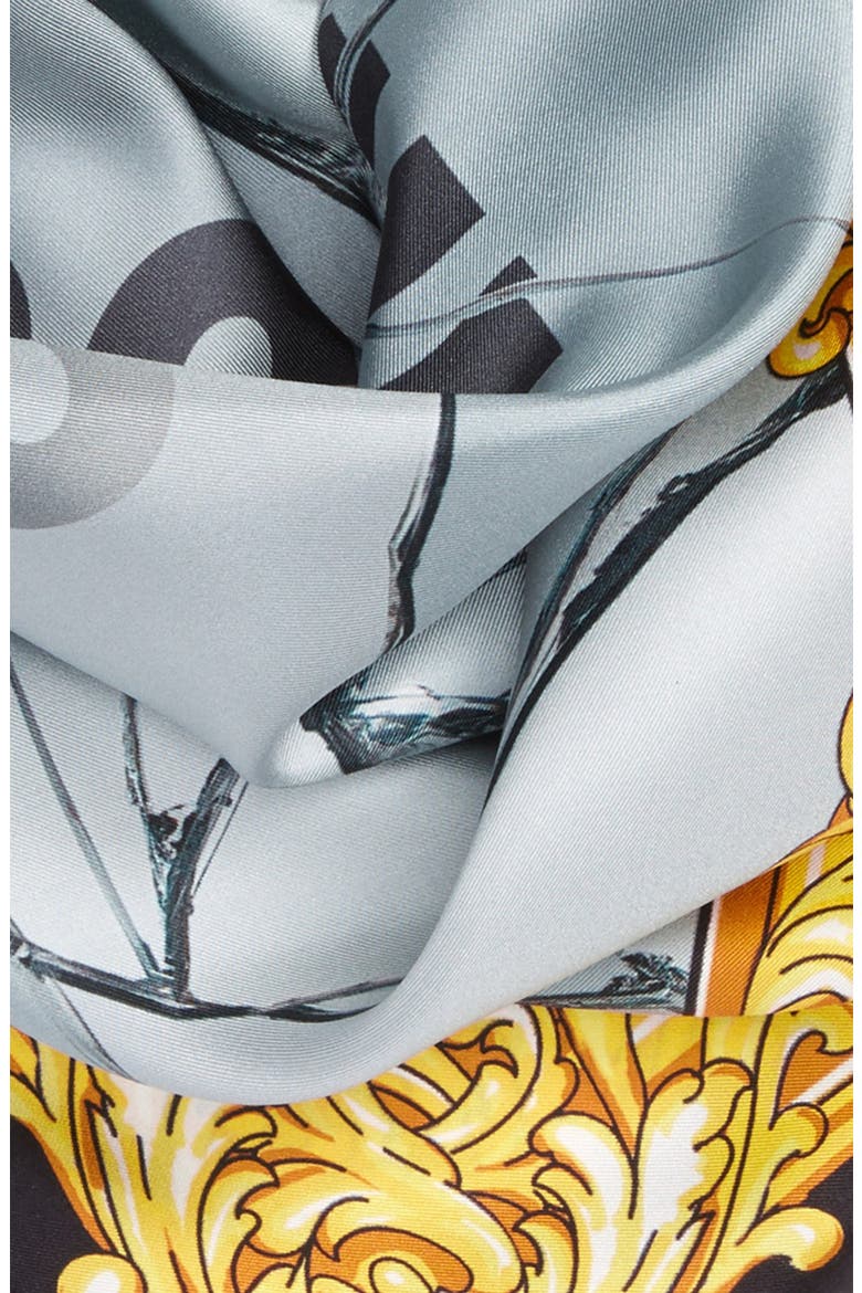 Golden Edge Silk Scarf, Alternate, color, GREY